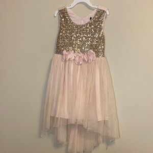 Gold and Pink Sequin Flower Girl Dress